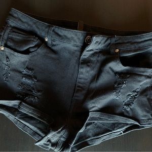 H&M black denim shorts